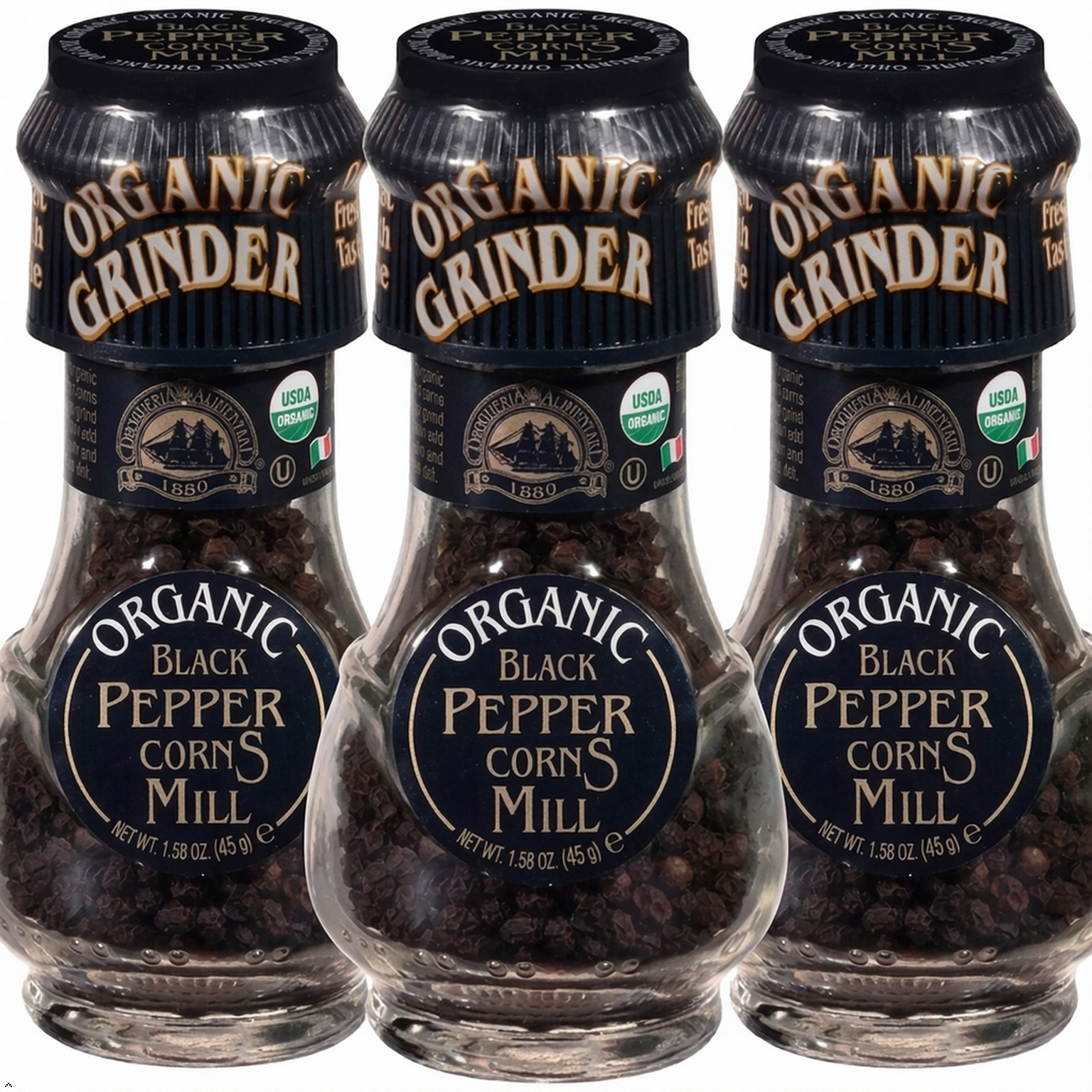 Drogheria & Alimentari Black Peppercorn Spice Grinder, 1.58 oz (Pack of 3) Drogheria & Alimentari